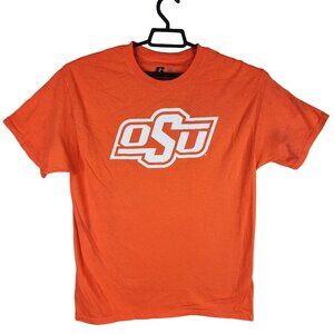 Mens Orange Russell Athletic Shirt OSU White Logo Short Sleeve Crew Neck Size L